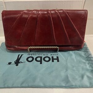 HOBO Vintage  Burgundy Clutch with Pleated Design